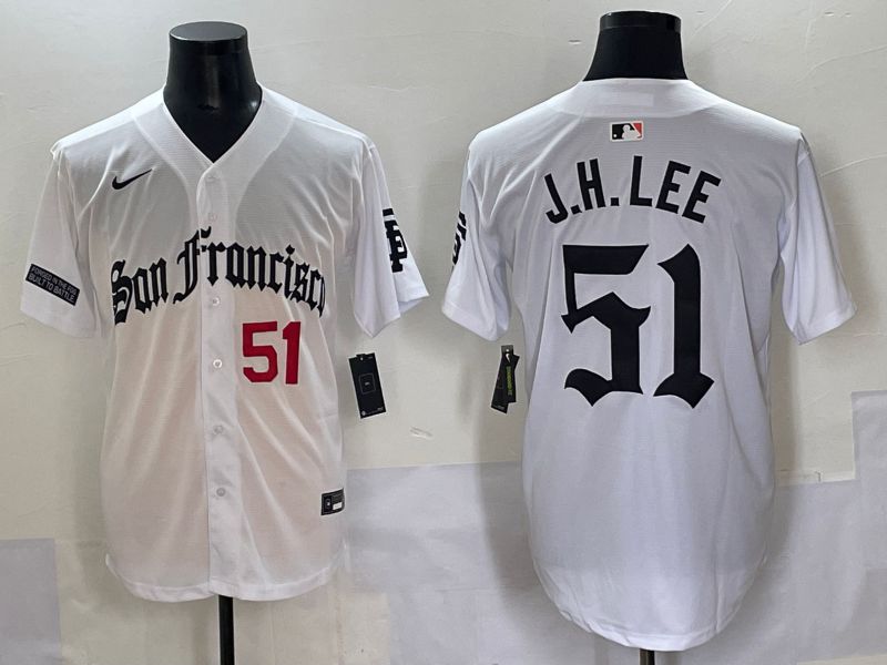 Men 2025 San Francisco Giants #51 J.H.Lee White Five generations Joint Name Nike MLB Jersey style 7